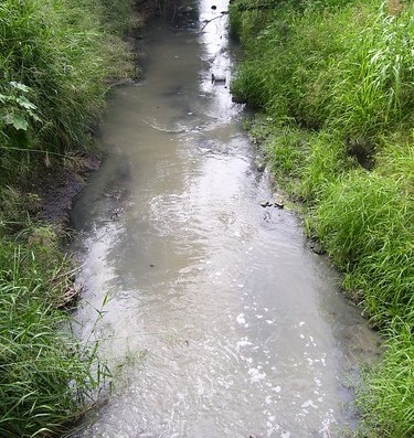 turbid wastewater in a stream
