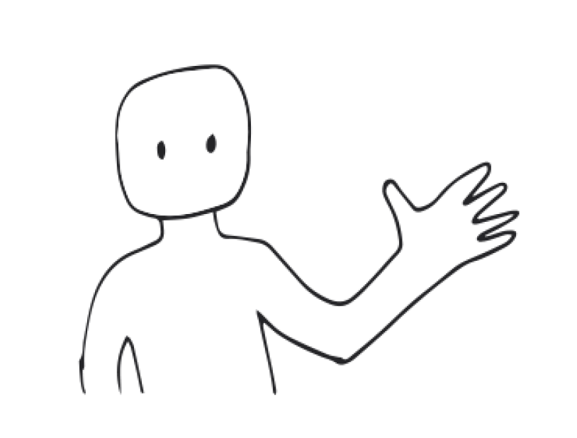 Cartoon of person waving hi by Molly D